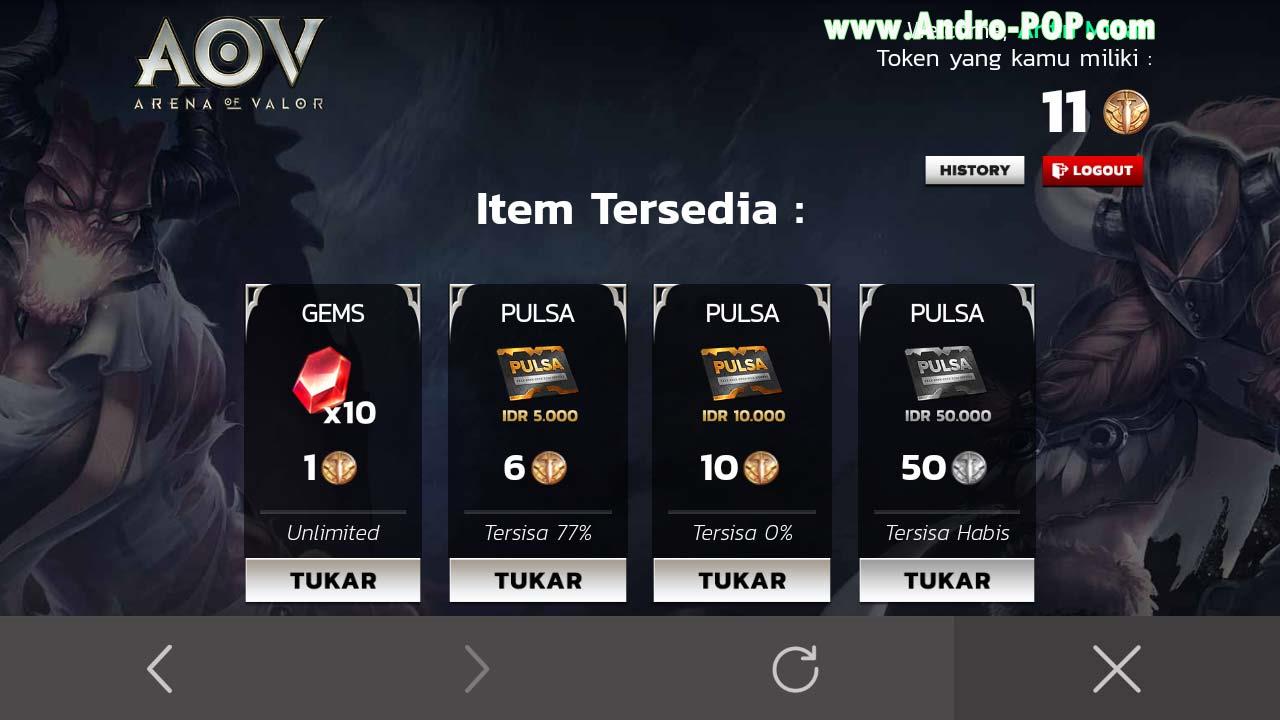 Cara tukar token pulsa di aov