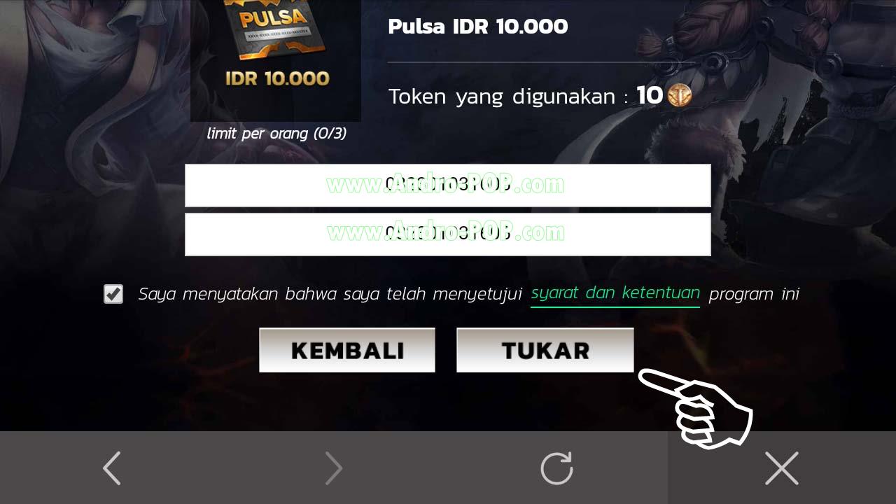 Cara tukar token pulsa di aov