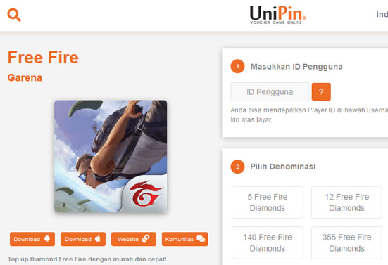 Cara Mudah Top Up Diamond Free Fire (FF) di UniPin