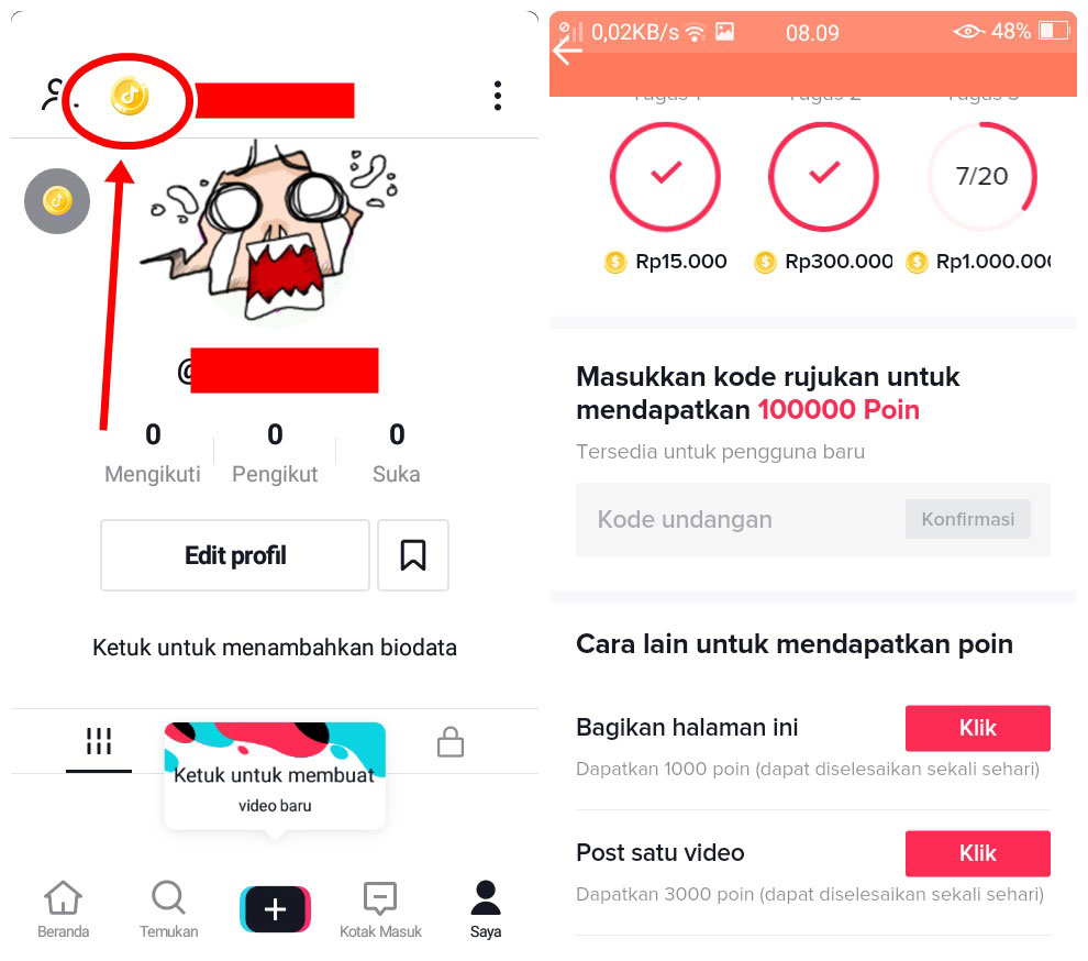 cara memasukkan kode undangan tiktok lite